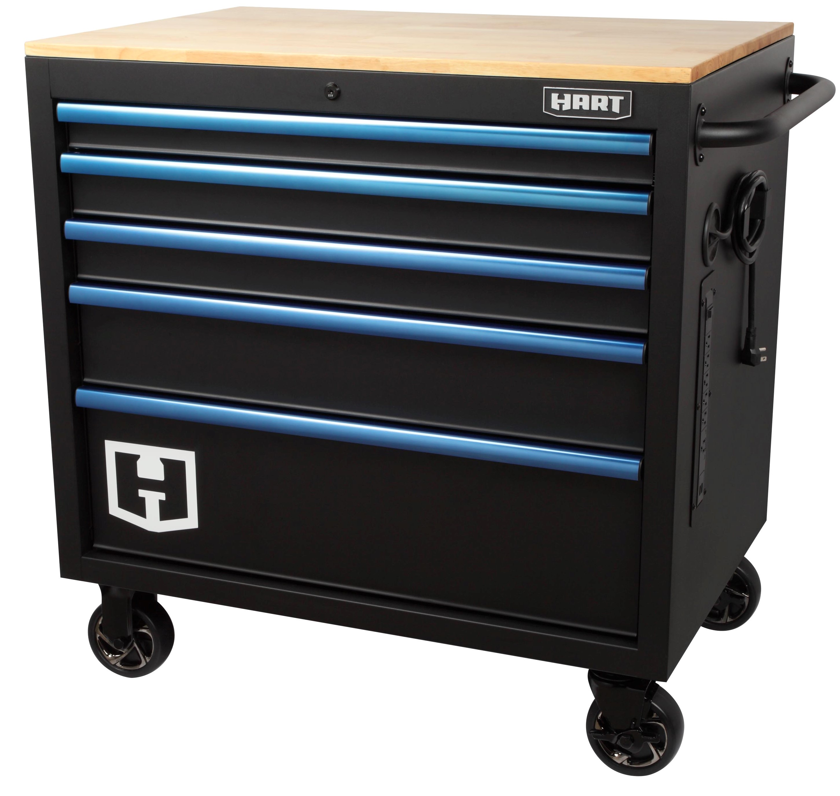 Hart 36-In W x 24-In D 5-Drawer Mobile Tool Chest Workbench W/ Wood Top, Garage Use - image 1 of 7