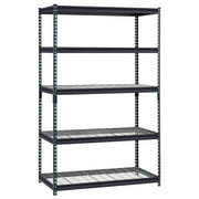 Hart 48"W x 24"D x 72"H 5-Tier Steel Shelving with Wire Decking; 4,000 lbs. Total Capacity; Black