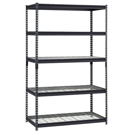 Hart 48"W x 24"D x 72"H 5-Tier Steel Shelving with Wire Decking; 4,000 lbs. Total Capacity; Black