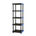thumbnail interactive-video image 1 of Hart 5-Shelf Plastic Storage Shelf, 24" W x 20" D x 72" H, Holds up to 500 lb Total Capacity, Black and Blue, 1 of 12