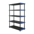 thumbnail interactive-video image 1 of Hart 5-Shelf Plastic Storage Shelf, 48" W x 20" D x 72" H, Holds up to 1000 lb Total Capacity, Black and Blue, 1 of 12