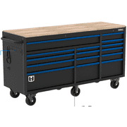 HART 72-Inch 15-Drawer Mobile Workbench with Solid Wood Top, Heavy-Duty Rolling Tool Chest