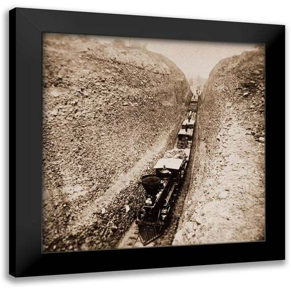 Hart, Alfred A. 20x20 Black Modern Framed Museum Art Print Titled - Bloomer Cut near Auburn, California, 800 feet long and 63 feet high, 1866-1869