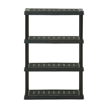 Hart Black Plastic 4-Tier Shelf 36" W x 18" D x 53" H, Up to 600 lb Total Capacity