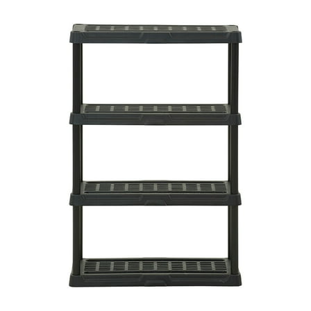Hart Black Plastic 4-Tier Shelf 36" W x 18" D x 53" H, Up to 600 lb Total Capacity