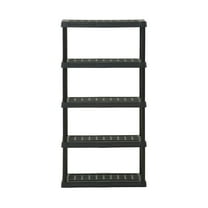 Hart Black Plastic 5-Tier Shelf 36" W x 18" D x 72" H, Up to 750 lb Total Capacity