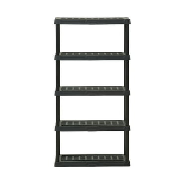 Hart Black Plastic 5-Tier Shelf 36" W x 18" D x 72" H, Up to 750 lb Total Capacity
