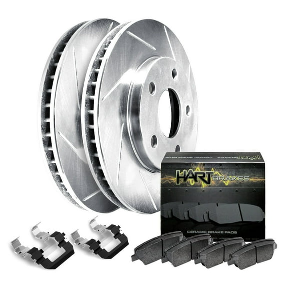 Hart Brakes Front Brakes and Rotors Kit |Front Brake Pads| Brake Rotors and Pads| Ceramic Brake Pads and Rotors |fits 1991-1994 Toyota Previa