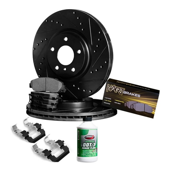 Hart Brakes Front Brakes and Rotors Kit |Front Brake Pads| Brake Rotors and Pads| Semi Metallic Brake Pads and Rotors| Hardware Kit - BHC1.80056.43
