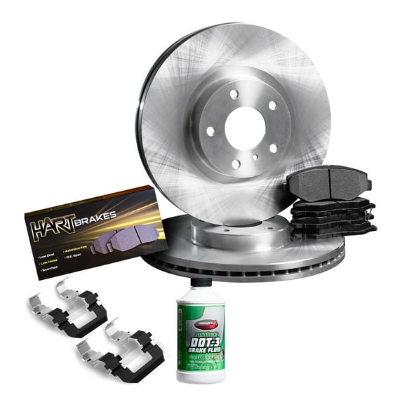 Hart Brakes Front Brakes and Rotors Kit |Front Brake Pads| Brake Rotors and Pads| Semi Metallic Brake Pads and Rotors| Hardware Kit - RBB1.40059.43