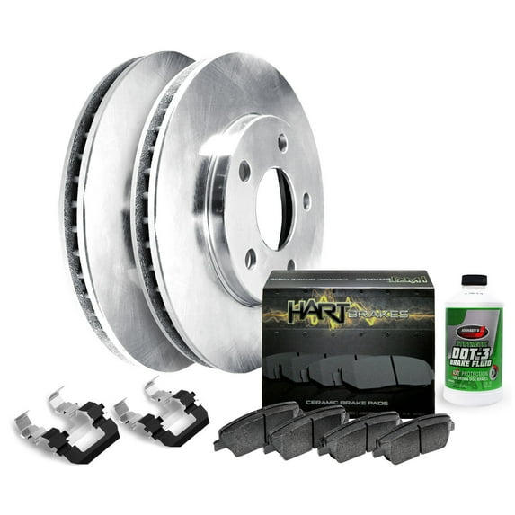 Hart Brakes Front Brakes and Rotors Kit |Front Brake Pads| Brake Rotors and Pads| Semi Metallic Brake Pads and Rotors| Hardware Kit - RBB1.72008.42
