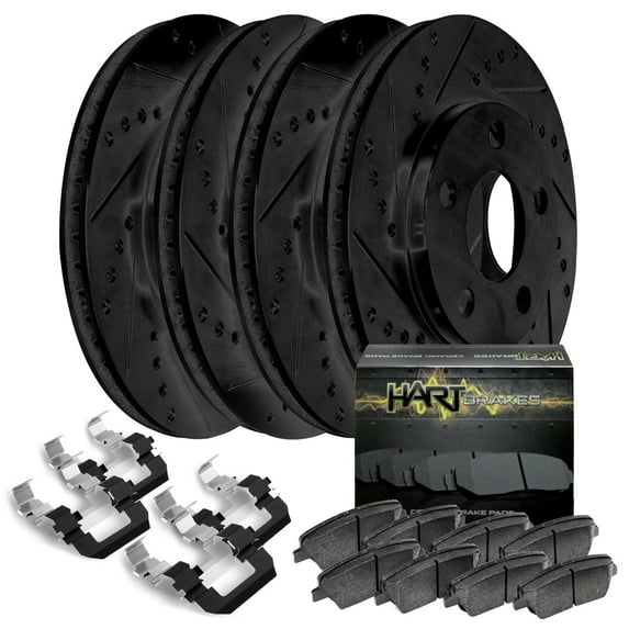 Hart Brakes Front Rear Brakes and Rotors Kit |Front Rear Brake Pads| Brake Rotors and Pads| Ceramic Brake Pads and Rotors - BHCC.69002.02