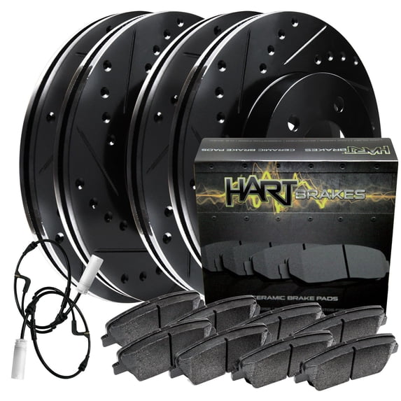 Hart Brakes Front Rear Brakes and Rotors Kit |Front Rear Brake Pads| Brake Rotors and Pads| Ceramic Brake Pads and Rotors |fits 1999-2000 BMW 540i