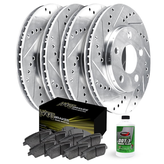 Hart Brakes Front Rear Brakes and Rotors Kit |Front Rear Brake Pads| Brake Rotors and Pads| Ceramic Brake Pads and Rotors |fits 2007-2008 Mini Cooper