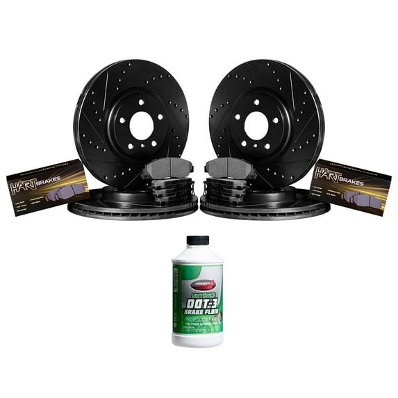 Hart Brakes Front Rear Brakes and Rotors Kit |Front Rear Brake Pads| Brake Rotors and Pads| Semi Metallic Brake Pads and Rotors - BHCC.31073.03