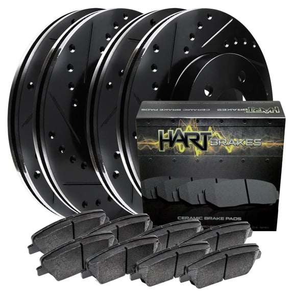 Hart Brakes Front Rear Brakes and Rotors Kit |Front Rear Brake Pads| Brake Rotors and Pads| Ceramic Brake Pads and Rotors |fits 1986-1995 Mercedes-Benz 260E, 300CE, 300D, 300E, E300