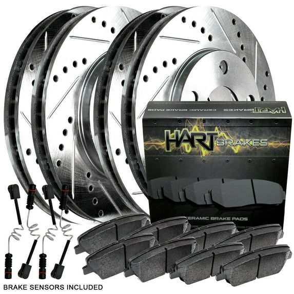 Hart Brakes Front Rear Brakes and Rotors Kit |Front Rear Brake Pads| Brake Rotors and Pads| Ceramic Brake Pads and Rotors |fits 1990-1995 Mercedes-Benz 300CE, 300E, E320
