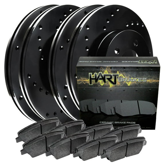 Hart Brakes Front Rear Brakes and Rotors Kit |Front Rear Brake Pads| Brake Rotors and Pads| Ceramic Brake Pads and Rotors |fits 1996-2003 Mercedes-Benz CLK320, CLK430, CLK500, E300, E320, E420, E430