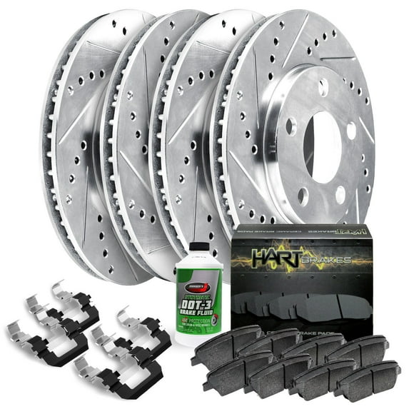 Hart Brakes Front Rear Brakes and Rotors Kit |Front Rear Brake Pads| Brake Rotors and Pads| Ceramic Brake Pads and Rotors |fits 1999-2000 Volvo S70, 1999-2000 Volvo V70