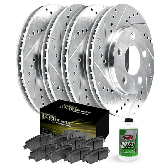 Hart Brakes Front Rear Brakes and Rotors Kit |Front Rear Brake Pads| Brake Rotors and Pads| Ceramic Brake Pads and Rotors |fits 2004-2007 Chevrolet Optra; Suzuki Forenza, Reno