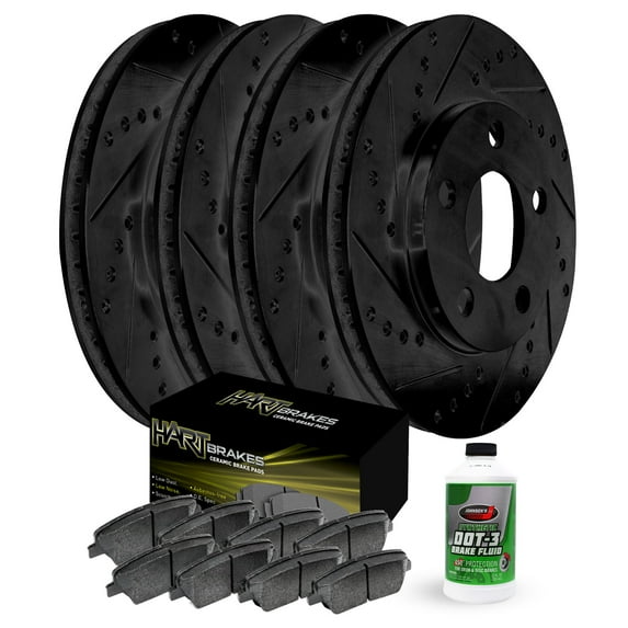 Hart Brakes Front Rear Brakes and Rotors Kit |Front Rear Brake Pads| Brake Rotors and Pads| Ceramic Brake Pads and Rotors |fits 2005-2007 Cadillac XLR, 2005-2013 Chevrolet Corvette