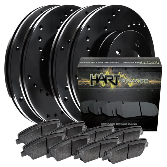 Hart Brakes Front Rear Brakes and Rotors Kit |Front Rear Brake Pads| Brake Rotors and Pads| Ceramic Brake Pads and Rotors |fits 2005-2007 Ford Mondeo, 2005-2008 Jaguar X-Type