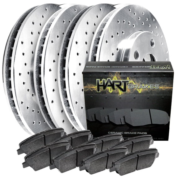 Hart Brakes Front Rear Brakes and Rotors Kit |Front Rear Brake Pads| Brake Rotors and Pads| Ceramic Brake Pads and Rotors |fits 2007-2018 Jeep Wrangler, 2018 Jeep Wrangler JK