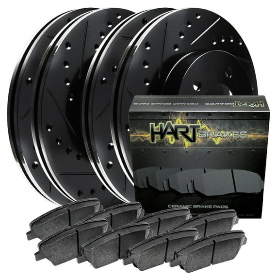 Hart Brakes Front Rear Brakes and Rotors Kit |Front Rear Brake Pads| Brake Rotors and Pads| Ceramic Brake Pads and Rotors |fits 2013-2019 Mercedes-Benz GL350, GL450, GLS350d, GLS450