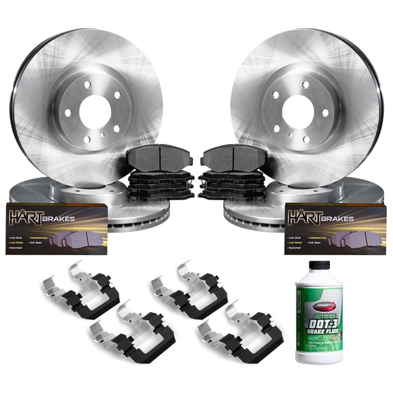 Hart Brakes Front Rear Brakes and Rotors Kit |Front Rear Brake Pads| Brake Rotors and Pads| Semi Metallic Brake Pads and Rotors| Hardware Kit - RBBC.74028.43