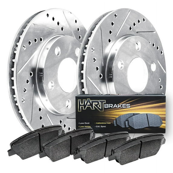Hart Brakes Front Brakes and Rotors Kit |Front Brake Pads| Brake Rotors and Pads| Ceramic Brake Pads and Rotors |fits 1997-2005 Chevrolet Classic, Malibu; Oldsmobile Alero, Cutlass; Pontiac Grand Am
