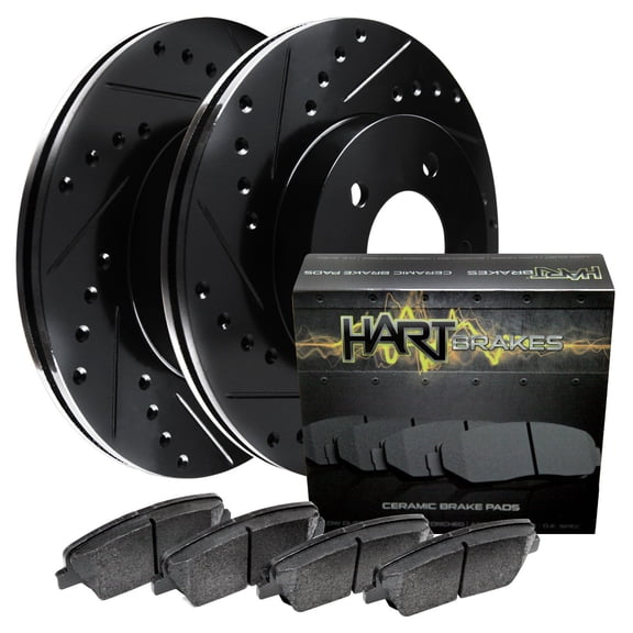 Hart Brakes Front Brakes and Rotors Kit |Front Brake Pads| Brake Rotors and Pads| Ceramic Brake Pads and Rotors |fits 2000-2002 Dodge Ram 2500, 2000-2002 Dodge Ram 3500