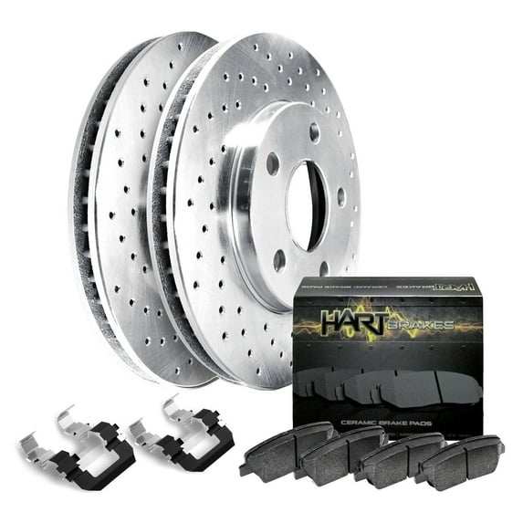 Hart Brakes Front Brakes and Rotors Kit |Front Brake Pads| Brake Rotors and Pads| Ceramic Brake Pads and Rotors |fits 2001-2002 Kia Optima, 2002 Hyundai Sonata