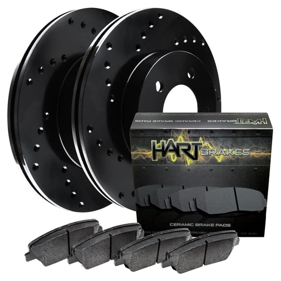 Hart Brakes Front Brakes and Rotors Kit |Front Brake Pads| Brake Rotors and Pads| Ceramic Brake Pads and Rotors |fits 2001-2007 Ford Mondeo, 2002-2008 Jaguar X-Type
