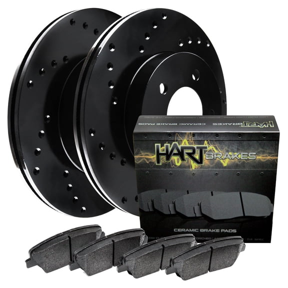 Hart Brakes Front Brakes and Rotors Kit |Front Brake Pads| Brake Rotors and Pads| Ceramic Brake Pads and Rotors |fits 2013-2019 Ford Escape, Focus, Transit Connect; Lincoln MKC