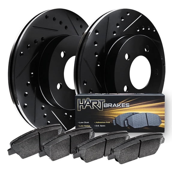 Hart Brakes Front Brakes and Rotors Kit |Front Brake Pads| Brake Rotors and Pads| Heavy Duty Brake Pads and Rotors |fits 1994 Dodge B150, 1994 Dodge B250, 1995-1997 Dodge B1500