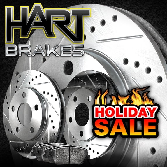 Hart Brakes Rear Brakes and Rotors Kit |Rear Brake Pads| Brake Rotors and Pads| Ceramic Brake Pads and Rotors |fits 1996-2001 Audi A4 Quattro