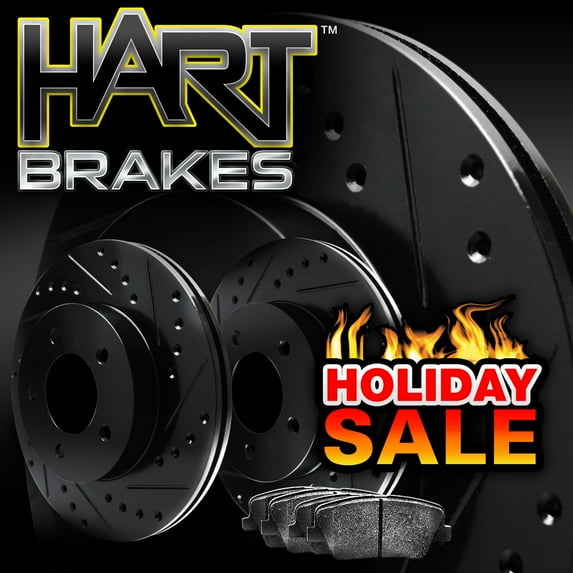 Hart Brakes Rear Brakes and Rotors Kit |Rear Brake Pads| Brake Rotors and Pads| Ceramic Brake Pads and Rotors |fits 2013-2016 Dodge Dart