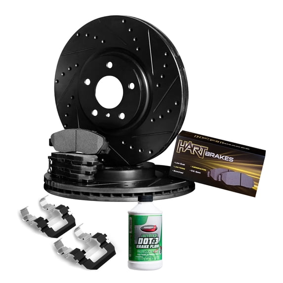Hart Brakes Rear Brakes and Rotors Kit |Rear Brake Pads| Brake Rotors and Pads| Semi Metallic Brake Pads and Rotors| Hardware Kit - BHC1.48060.43