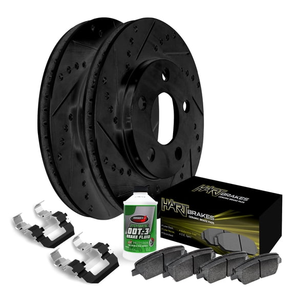 Hart Brakes Rear Brakes and Rotors Kit |Rear Brake Pads| Brake Rotors and Pads| Ceramic Brake Pads and Rotors |Hardware Kit |fits 2010-2019 Audi A3; Volkswagen Beetle, Golf, Golf SportWagen, Jetta