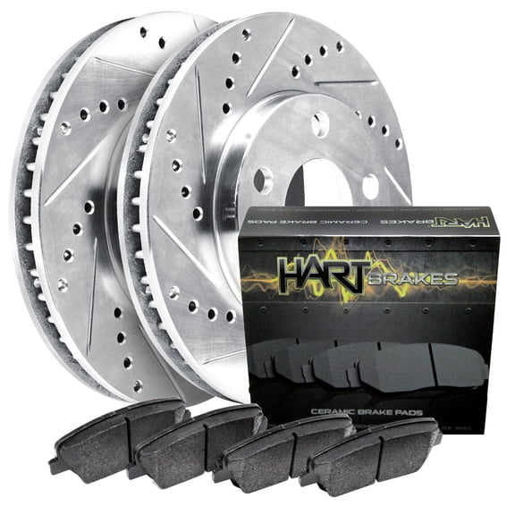 Hart Brakes Rear Brakes and Rotors Kit |Rear Brake Pads| Brake Rotors and Pads| Ceramic Brake Pads and Rotors |fits 1997-2006 Jaguar Vanden Plas, XJ8, XJR, XK8, XKR
