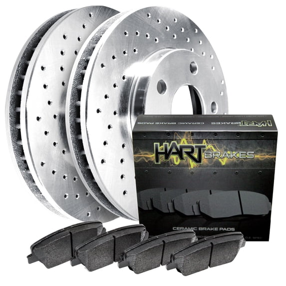Hart Brakes Rear Brakes and Rotors Kit |Rear Brake Pads| Brake Rotors and Pads| Ceramic Brake Pads and Rotors |fits 2002-2008 Chevrolet Astra, Meriva, Zafira; Saturn Astra