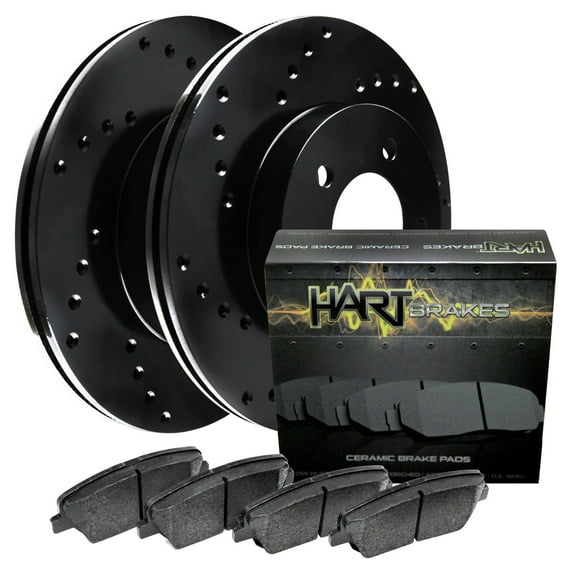 Hart Brakes Rear Brakes and Rotors Kit |Rear Brake Pads| Brake Rotors and Pads| Ceramic Brake Pads and Rotors |fits 2007-2010 BMW X5, 2008-2010 BMW X6