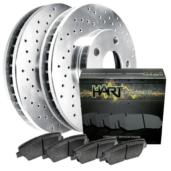 Hart Brakes Rear Brakes and Rotors Kit |Rear Brake Pads| Brake Rotors and Pads| Ceramic Brake Pads and Rotors |fits 2009-2019 Ford Edge, Explorer, Flex, Taurus; Lincoln MKS, MKT, MKX