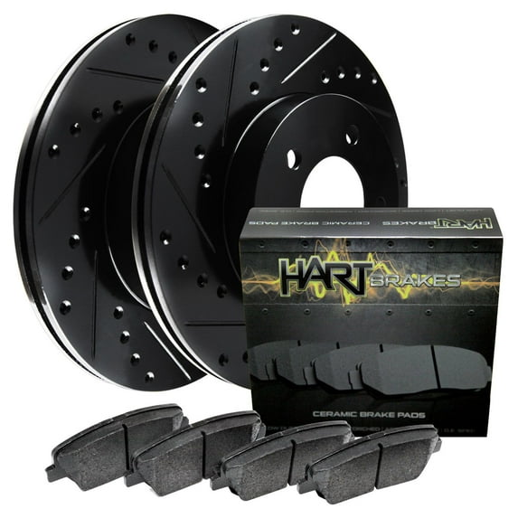 Hart Brakes Rear Brakes and Rotors Kit |Rear Brake Pads| Brake Rotors and Pads| Ceramic Brake Pads and Rotors |fits 2010-2019 Audi A3; Volkswagen Beetle, Golf, Golf SportWagen, Jetta