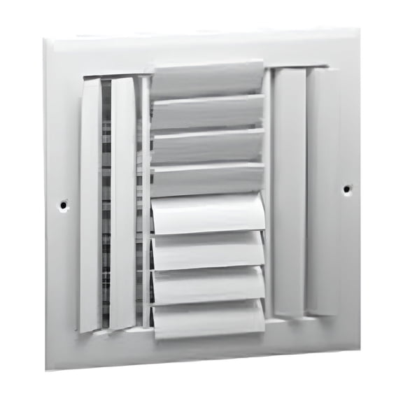 Hart & Cooley 10" x 10" Aluminum Curved Blade Register, Multi-Shutter Damper, 4-Way, White