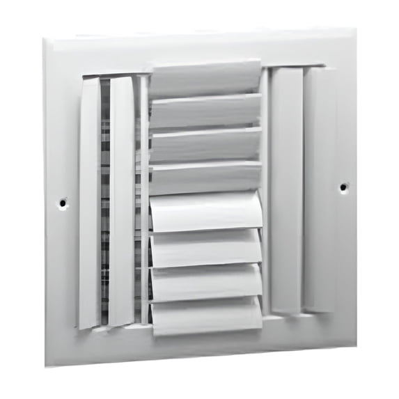 Hart & Cooley 12" x 12" Aluminum Curved Blade Register, Multi-Shutter Damper, 4-Way, White