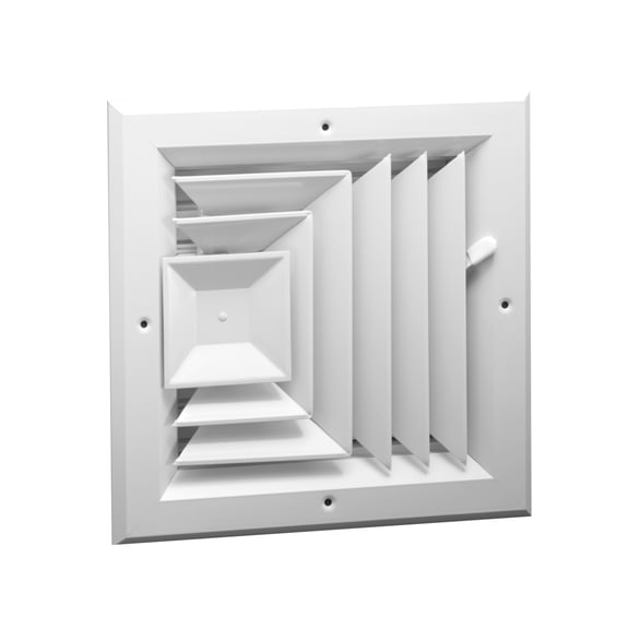Hart & Cooley 8" X 8" Aluminum 3-Way Ceiling Diffuser with Multi-Shutter Damper, White