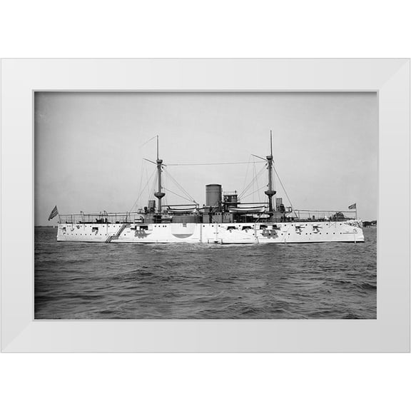 Hart, Edward H. 32x23 White Modern Wood Framed Museum Art Print Titled - USS Texas, 1895