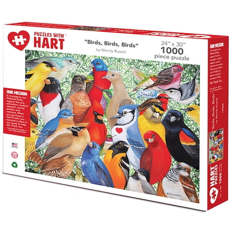 Hart Puzzles 1000-Piece Birds, Birds, Birds by Wendy Russell Interlocking Jigsaw Puzzle
