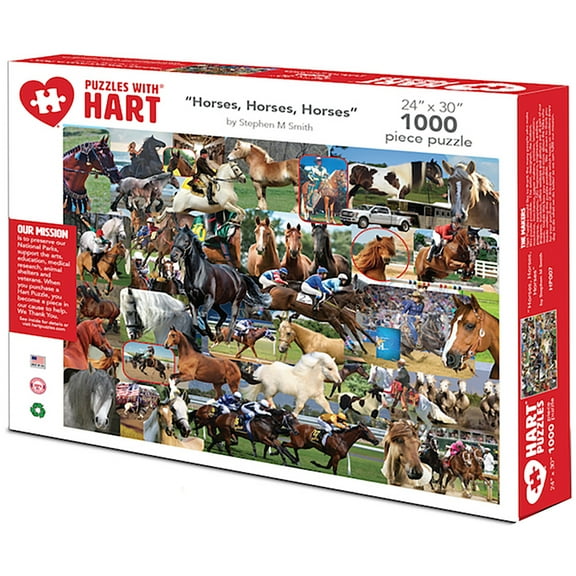 Hart Puzzles 1000-Piece Horses, Horses, Horses by Steve Smith Interlocking Jigsaw Puzzle